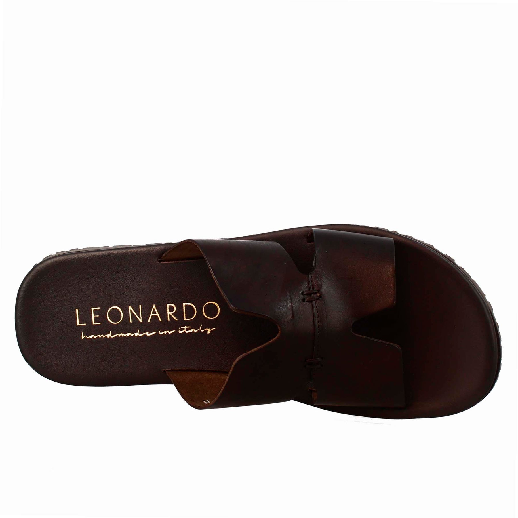 Sandales en forme de H pour hommes en cuir marron foncé