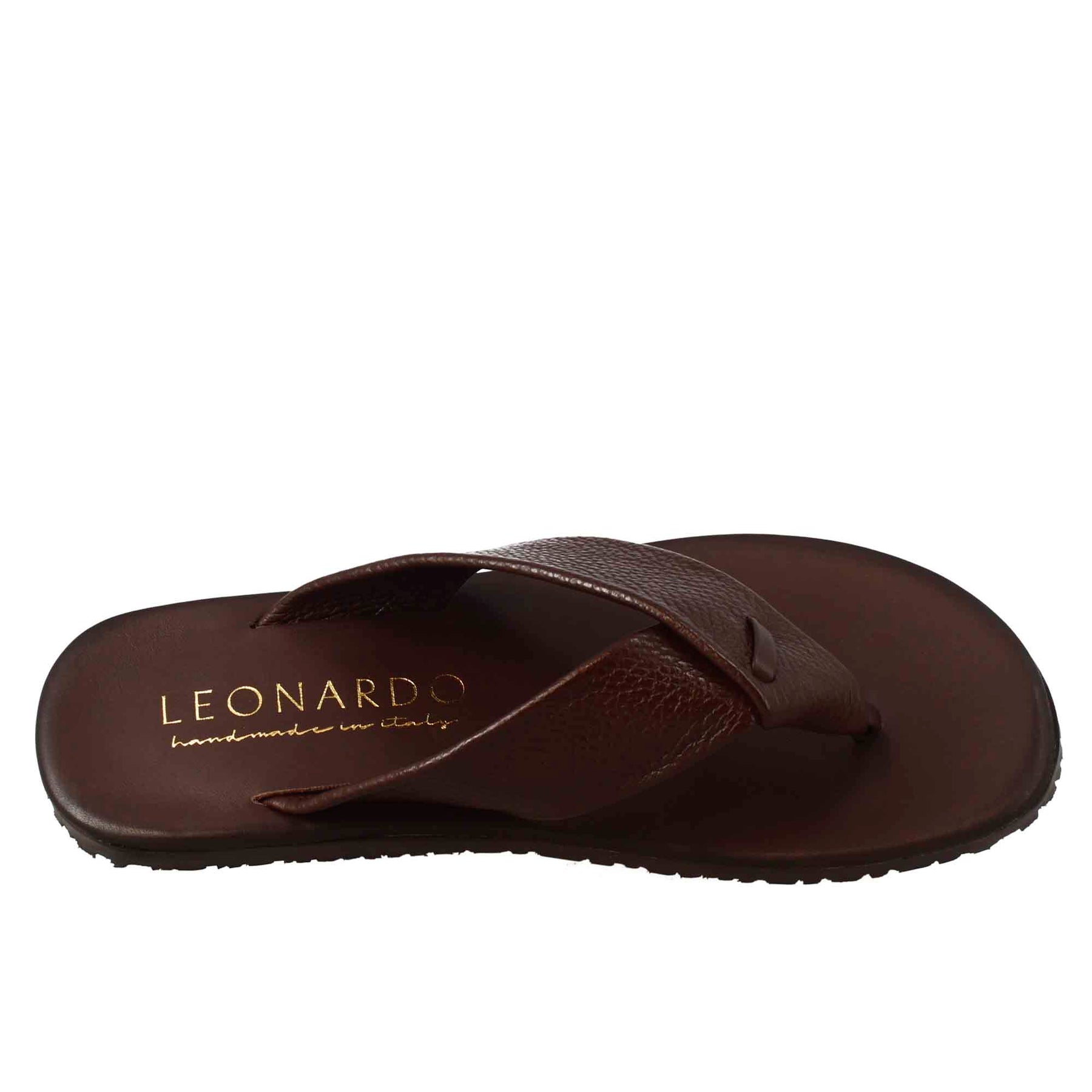 Sandali ciabatta infradito da uomo fatti a mano in pelle marrone - LeonardoShoes
