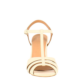 Women's cage sandal in light pink leather
