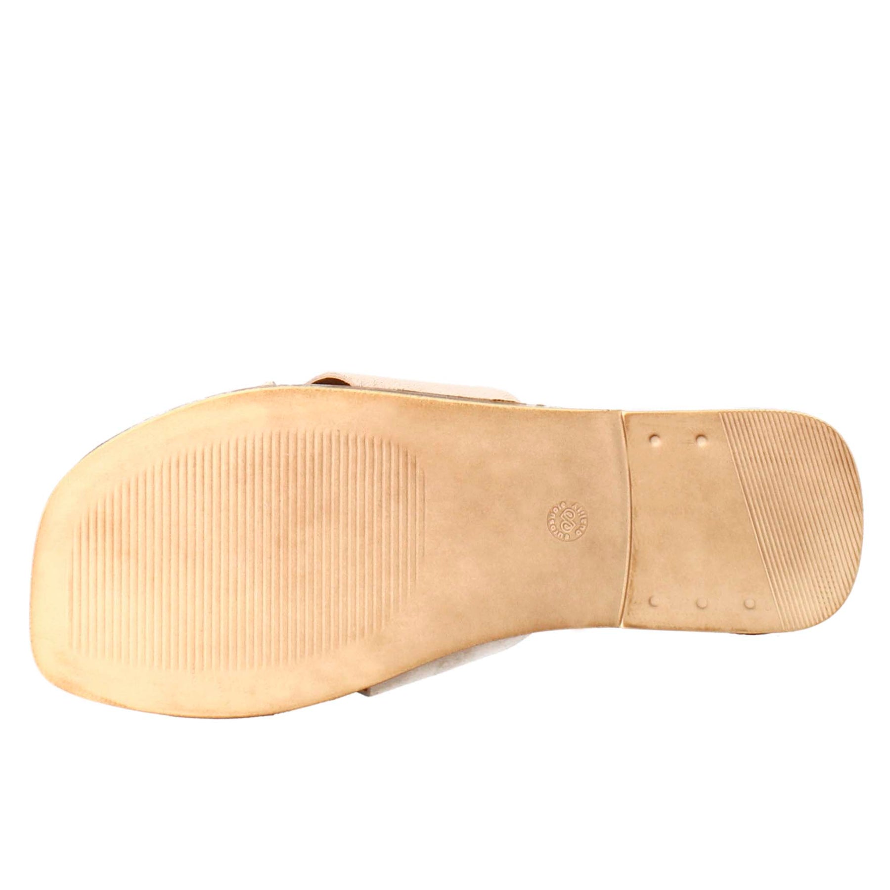 Sandale double bande pour femme en daim beige