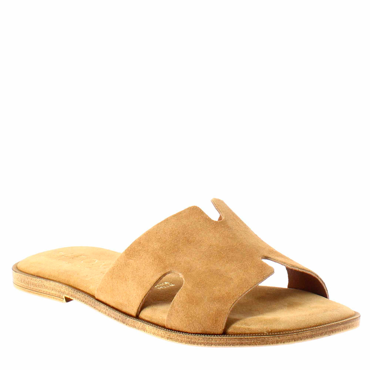 Women's H-shaped sandals in brown suede