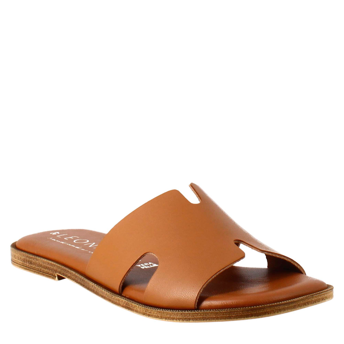 Women's H-shaped sandals in light brown leather