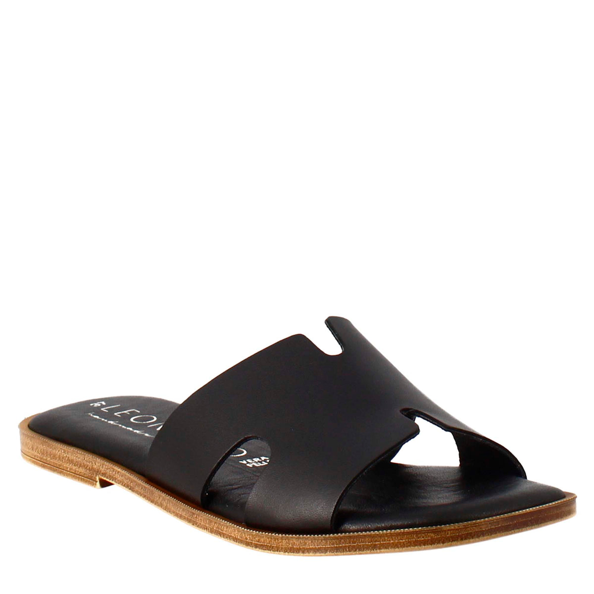 Women's H-shaped sandals in black leather