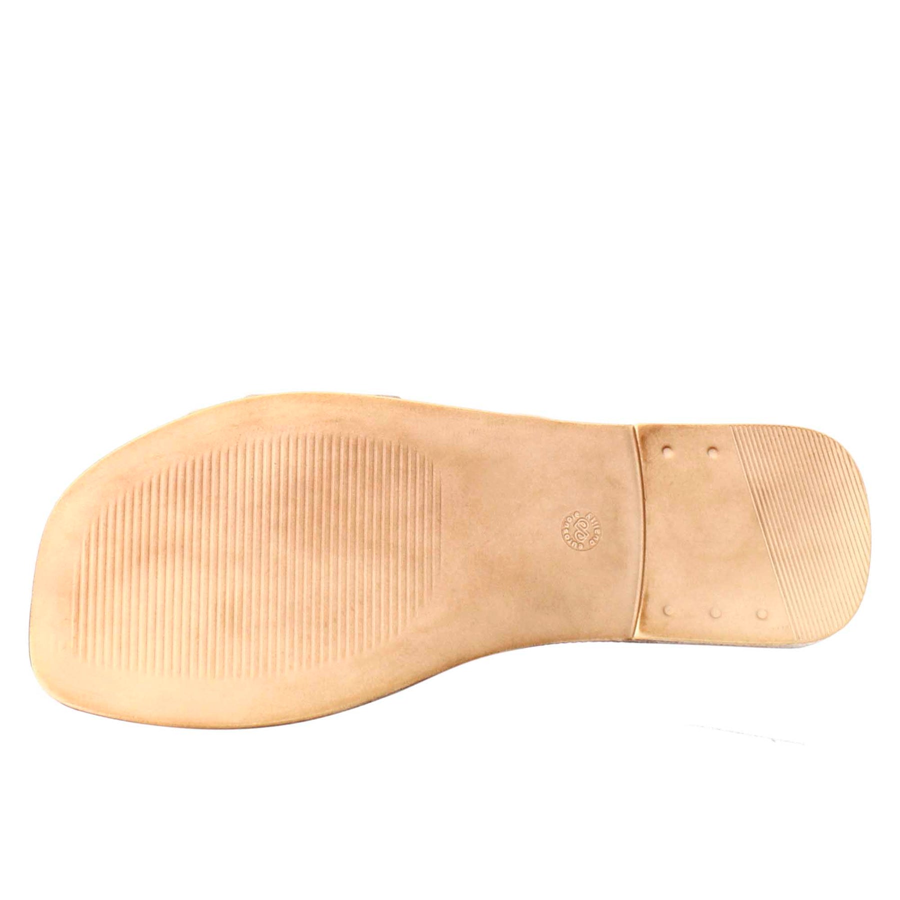 Sandalo basso da donna in pelle scamosciata beige