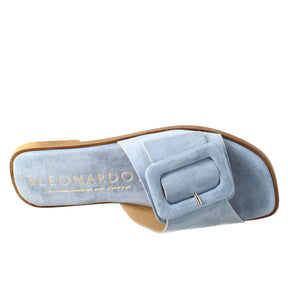 Low women's sandal in light blue suede