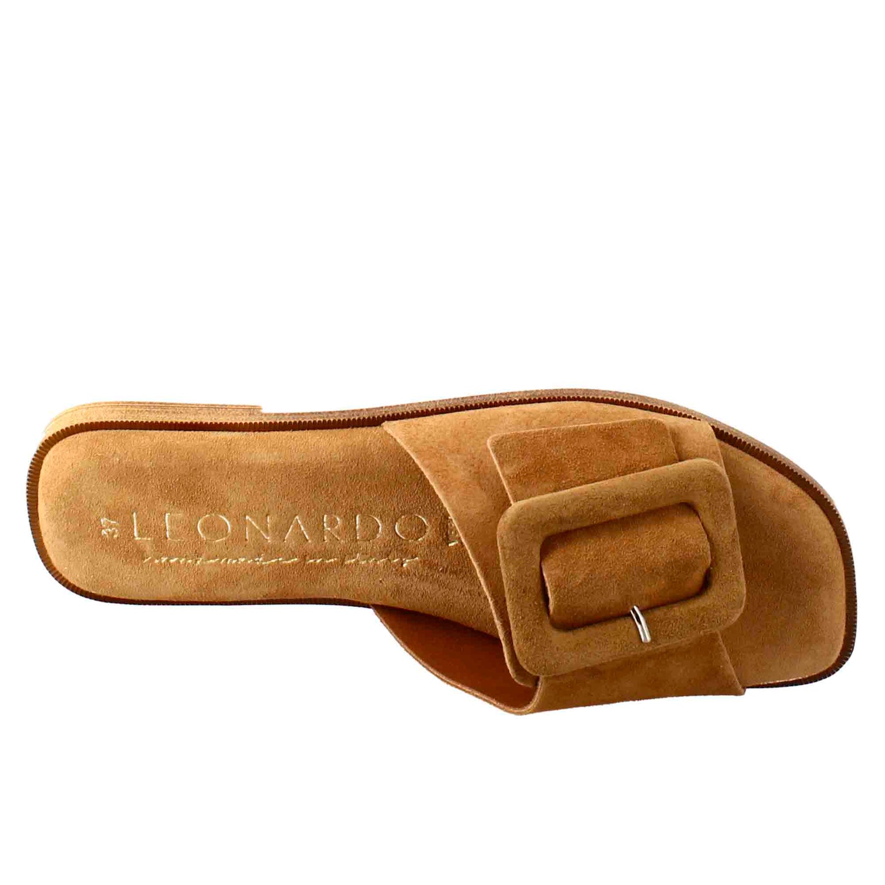 Sandale basse pour femme en daim marron