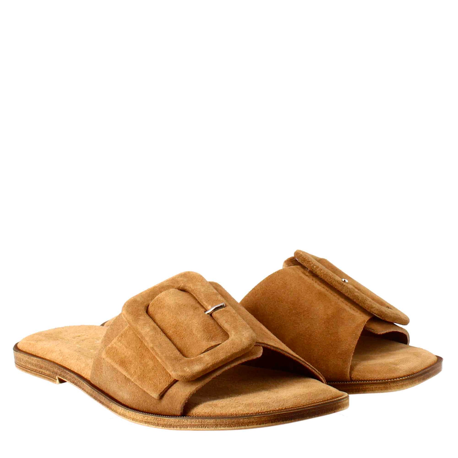 Low sandal for women in brown suede