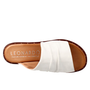 Women's band sandal in white leather 