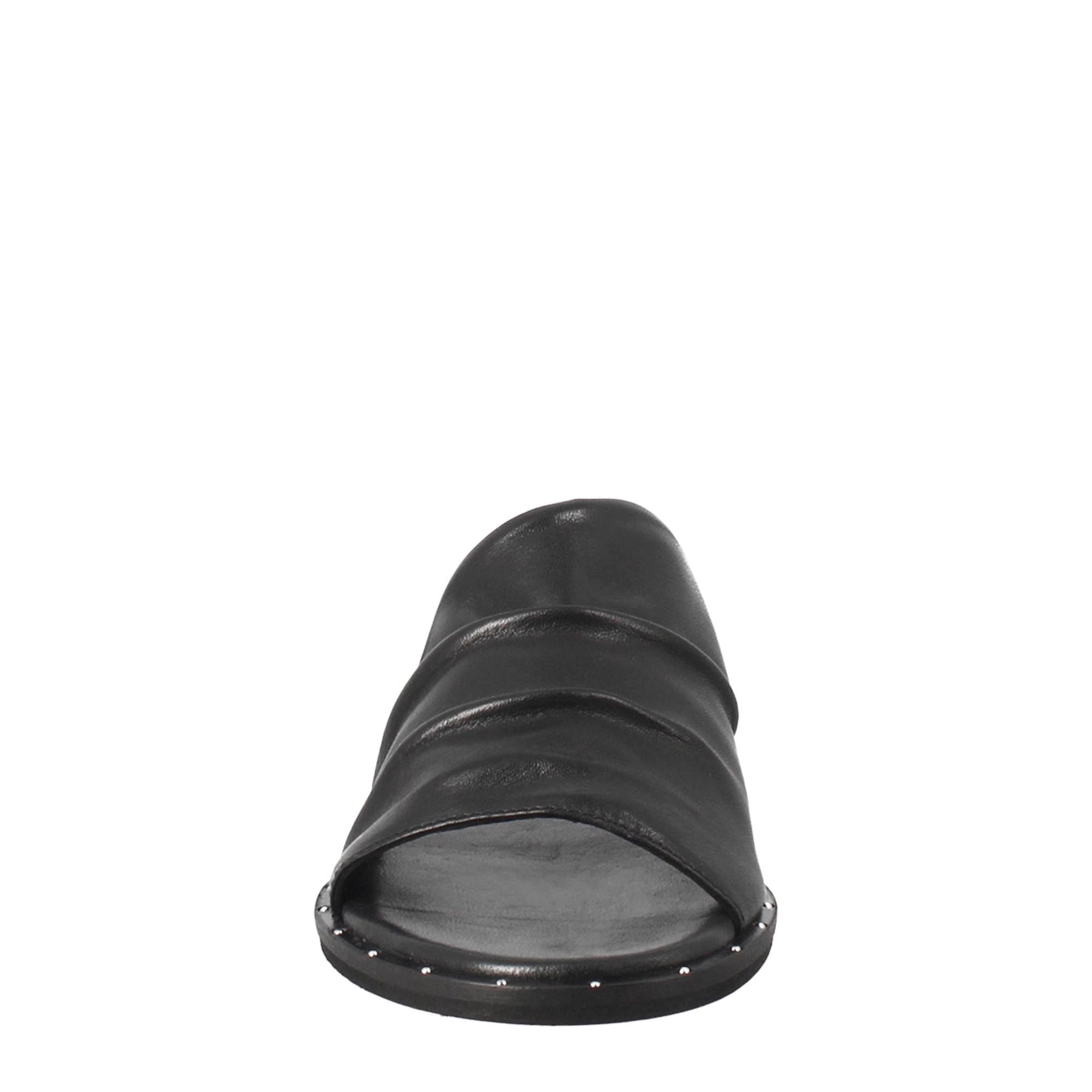 Sandale bande pour femme en cuir noir