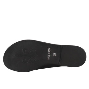 Women's band sandal in black leather