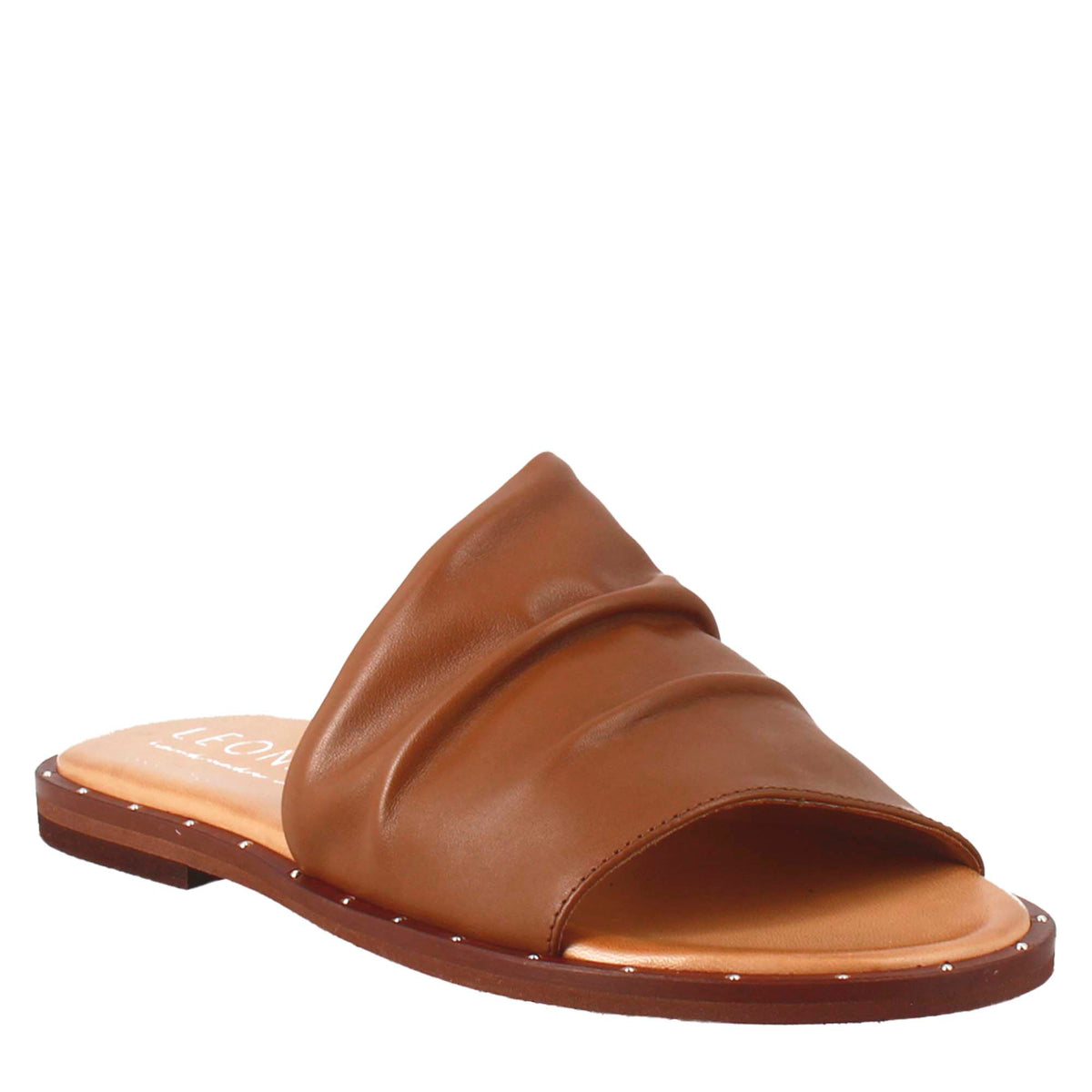 Women's band sandal in brown leather 
