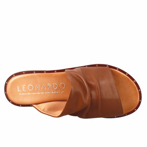Women's band sandal in brown leather 