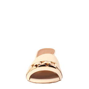 Woman's open sandal with buckle light pink leather
