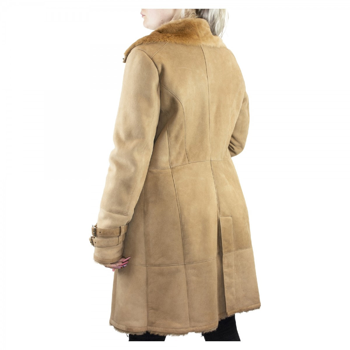 gevolgtrekking Alexander Graham Bell Factureerbaar Women's long beige shearling sheepskin coat with buttons