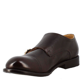 Élégante chaussure à double boucle bronze vintage pour hommes en cuir