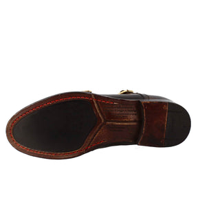 Men's elegant vintage bronze double buckle shoe in leather
