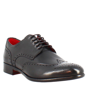 Chaussures brogues faites à la main pour hommes en cuir noir