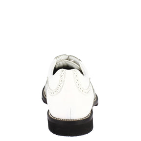Chaussures de golf classiques pour hommes, fabriquées à la main, en cuir gris blanc
