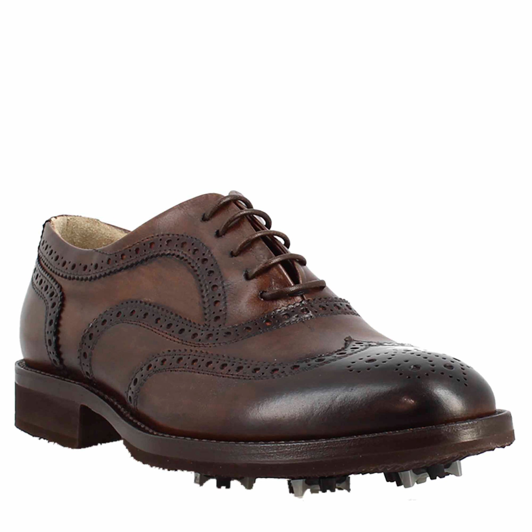 Scarpe da golf da donna colore marrone dettagli brogue artigianali in