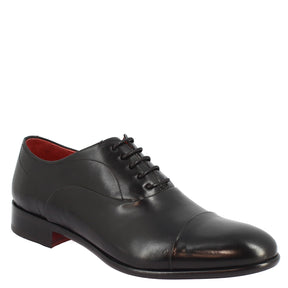 Men's lace-up shoes handmade in black <tc>LEATHER</tc> calfskin