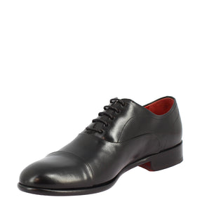 Men's lace-up shoes handmade in black <tc>LEATHER</tc> calfskin
