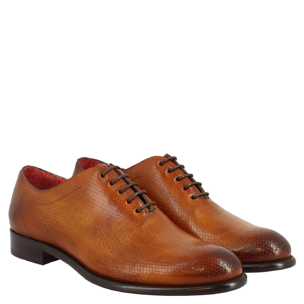 Men's brogues shoes with rounded toe handmade in Siena Montecarlo calf