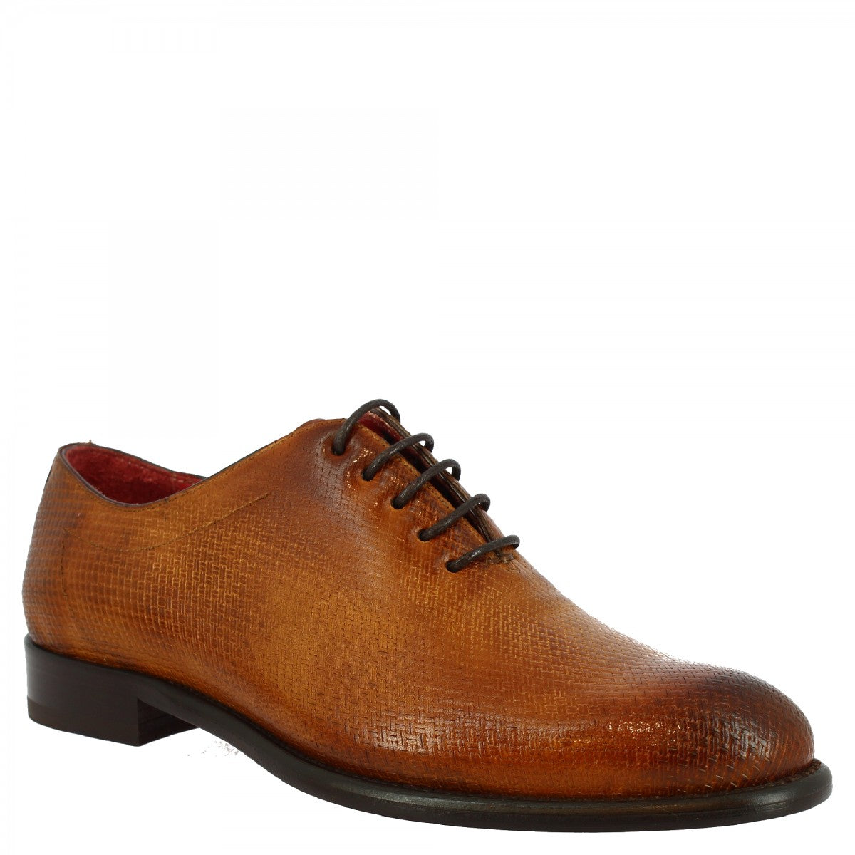Men's brogues shoes with rounded toe handmade in Siena Montecarlo calf leather
