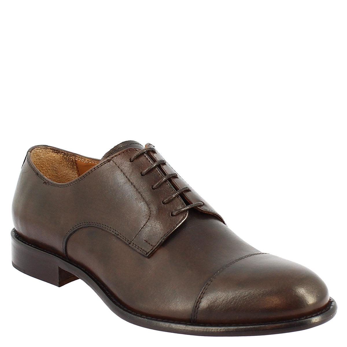 Men's derby shoes handmade in elegant dark brown leather