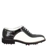 Chaussures de golf en cuir pleine fleur pour femmes, fabriquées à la main, blanc coco noir