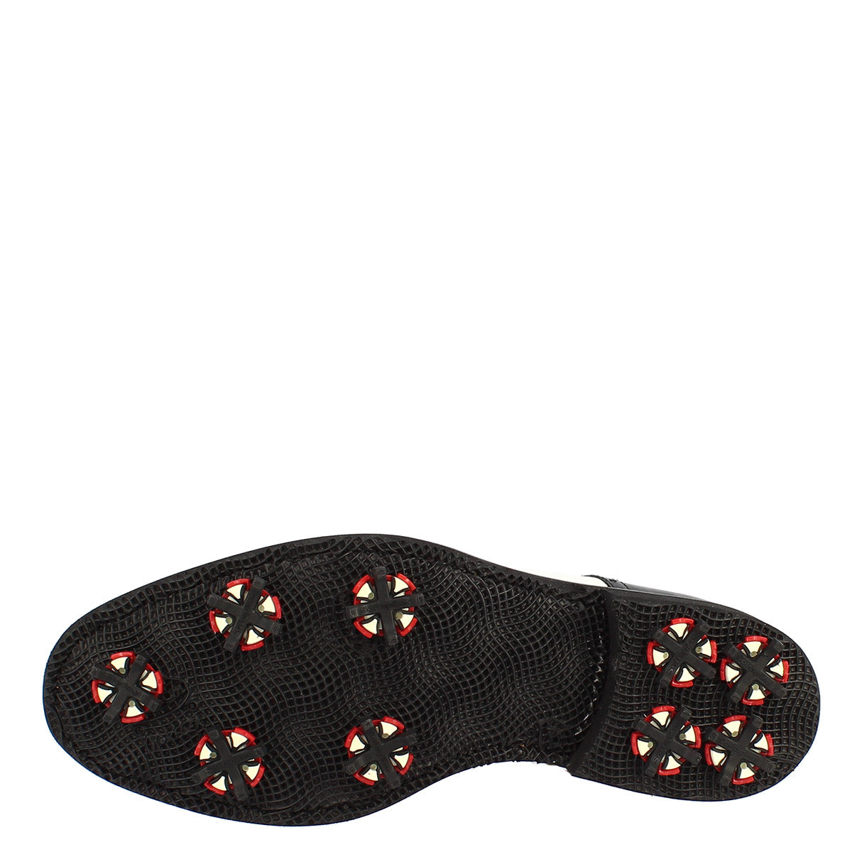 Handgefertigte Damen-Golfschuhe aus Vollnarbenleder weiß coco schwarz
