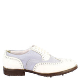 Chaussures de golf d'été pour femmes en cuir blanc et tissu, faites à la main