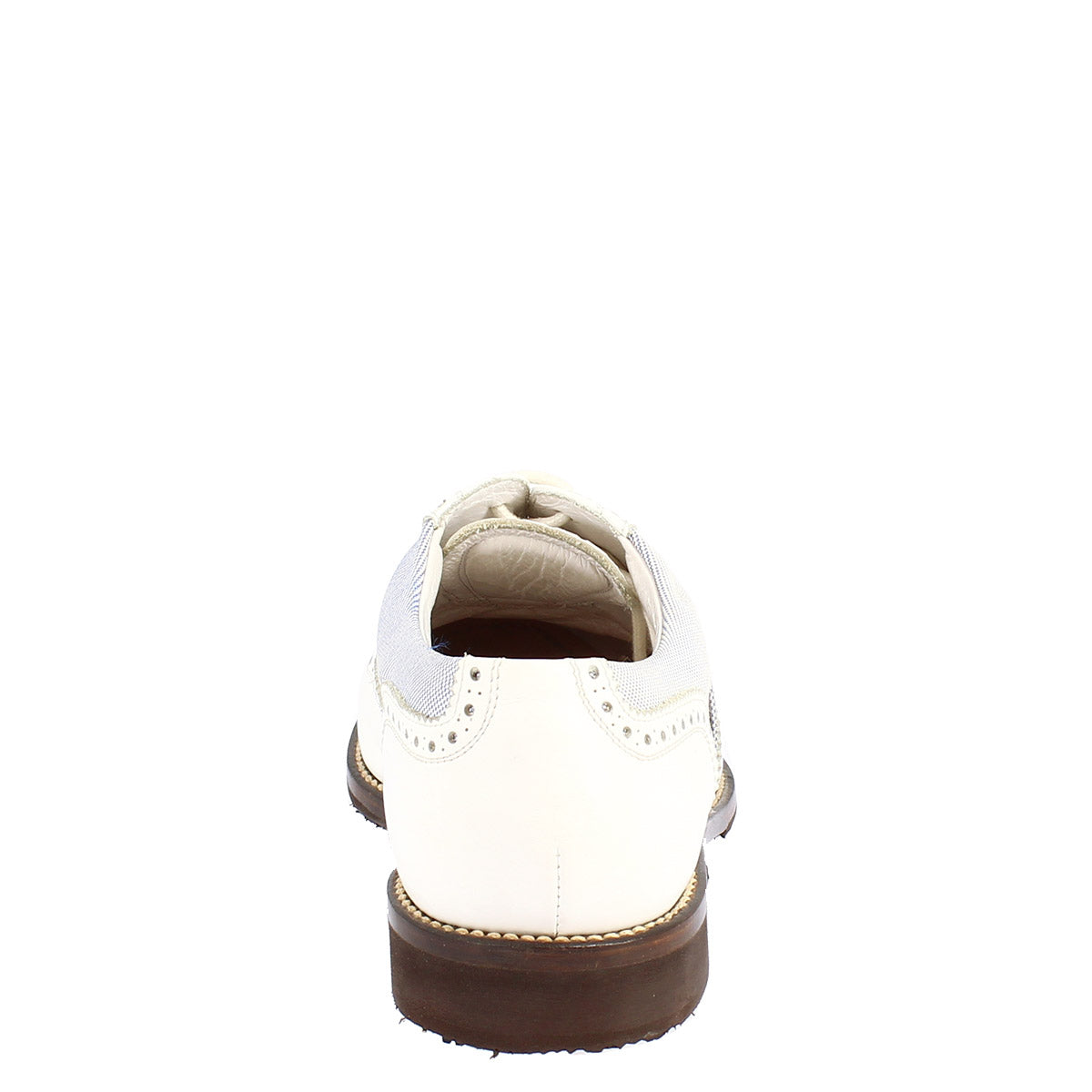 Chaussures de golf d'été pour hommes en cuir blanc et tissu, fabriquées à la main