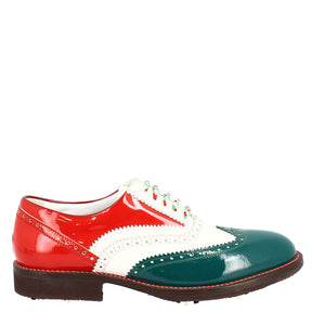 Handmade women's golf shoes in the colours of the Italian flag