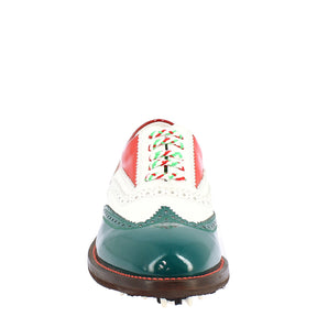 Handmade men's golf shoes in the colors of the Italian flag