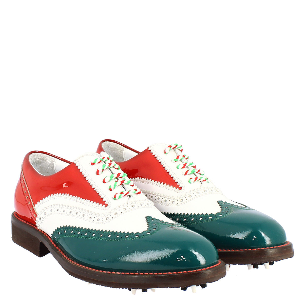 Chaussures de golf pour femmes fabriquées à la main aux couleurs du drapeau italien