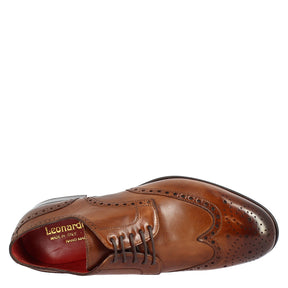 Chaussures richelieu richelieu pour hommes faites à la main en cuir de cognac