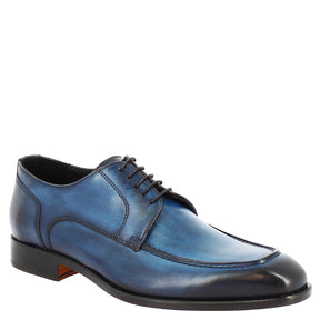 Men's handmade lace-up shoes in blue calf leather
