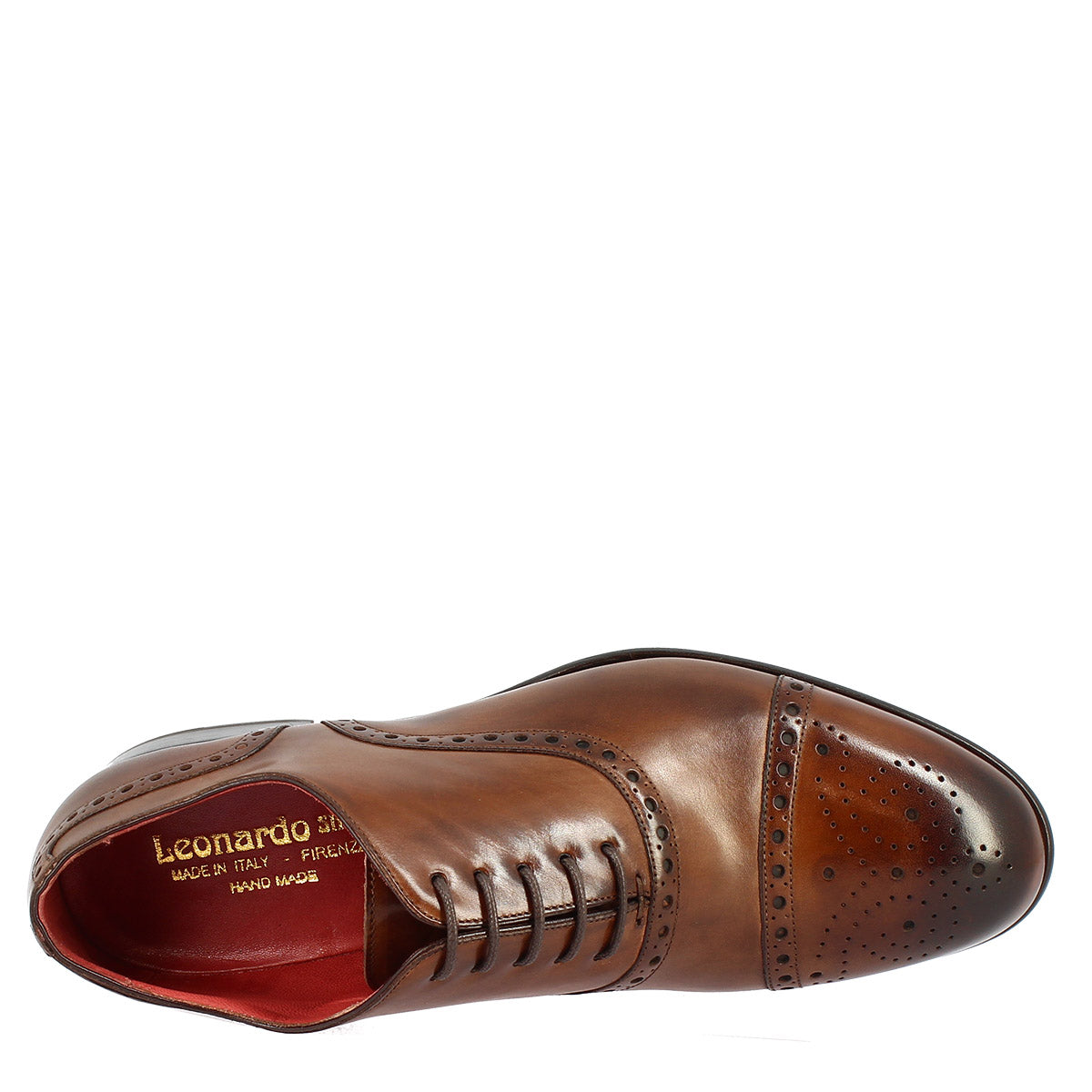 Men's lace-up brogues shoes handmade in montecarlo brandy leather