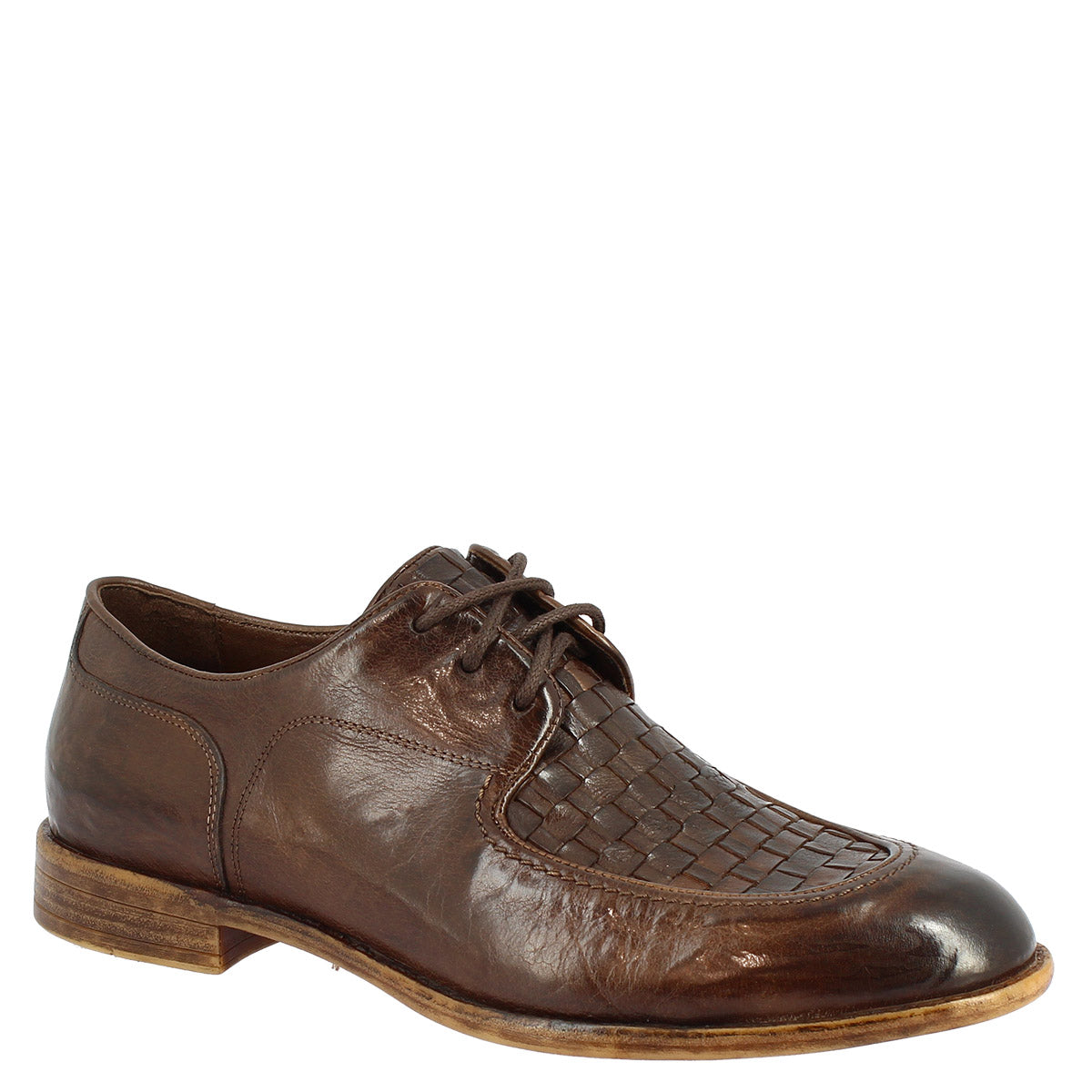 Men's handmade lace-up shoes in dark brown leather