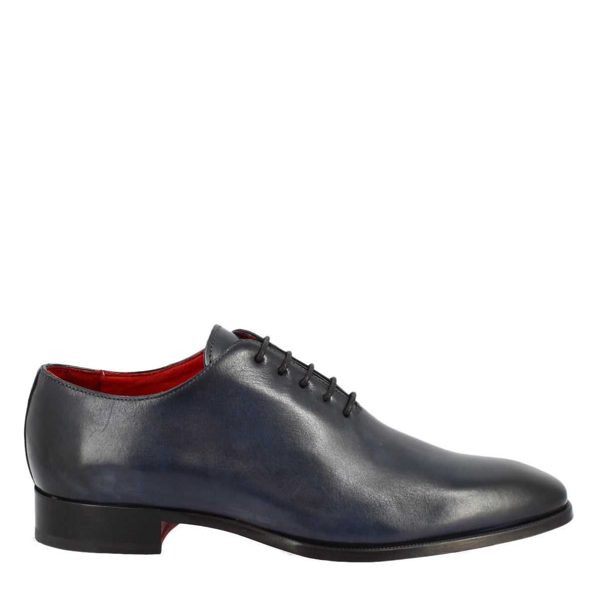 Handmade men's wholecut shoes in <tc>LEATHER</tc> delavè blue calfskin