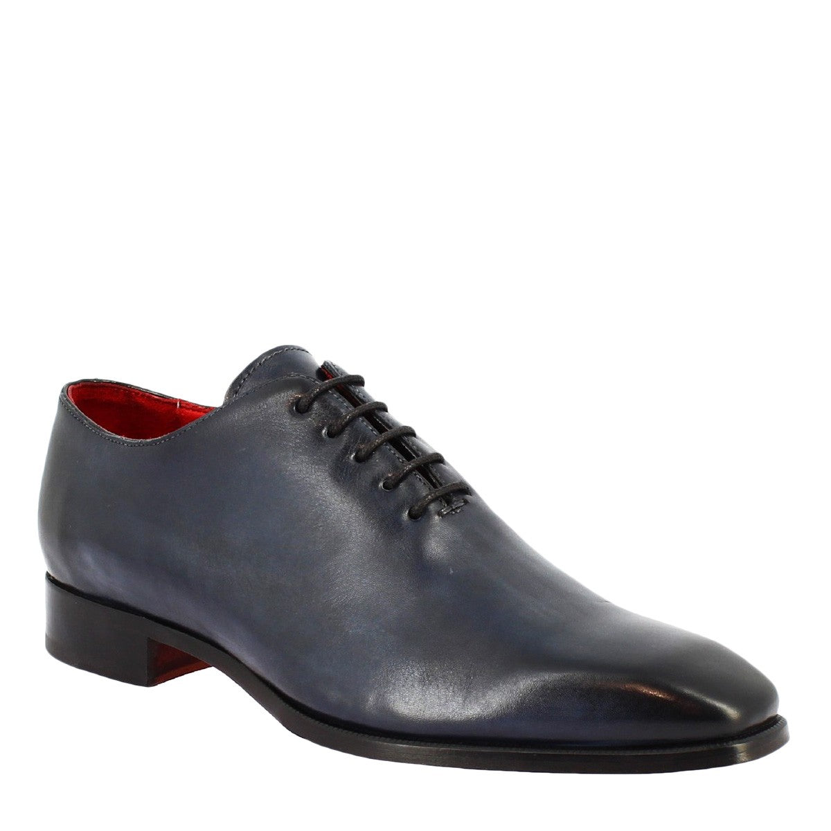 Chaussures homme entièrement taillées à la main en cuir bleu délavé