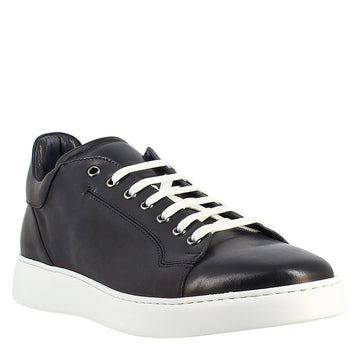 Sneaker blu elegante da uomo in pelle liscia - LeonardoShoes