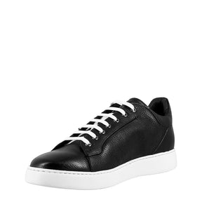 Elegant black sneaker for men in smooth leather 