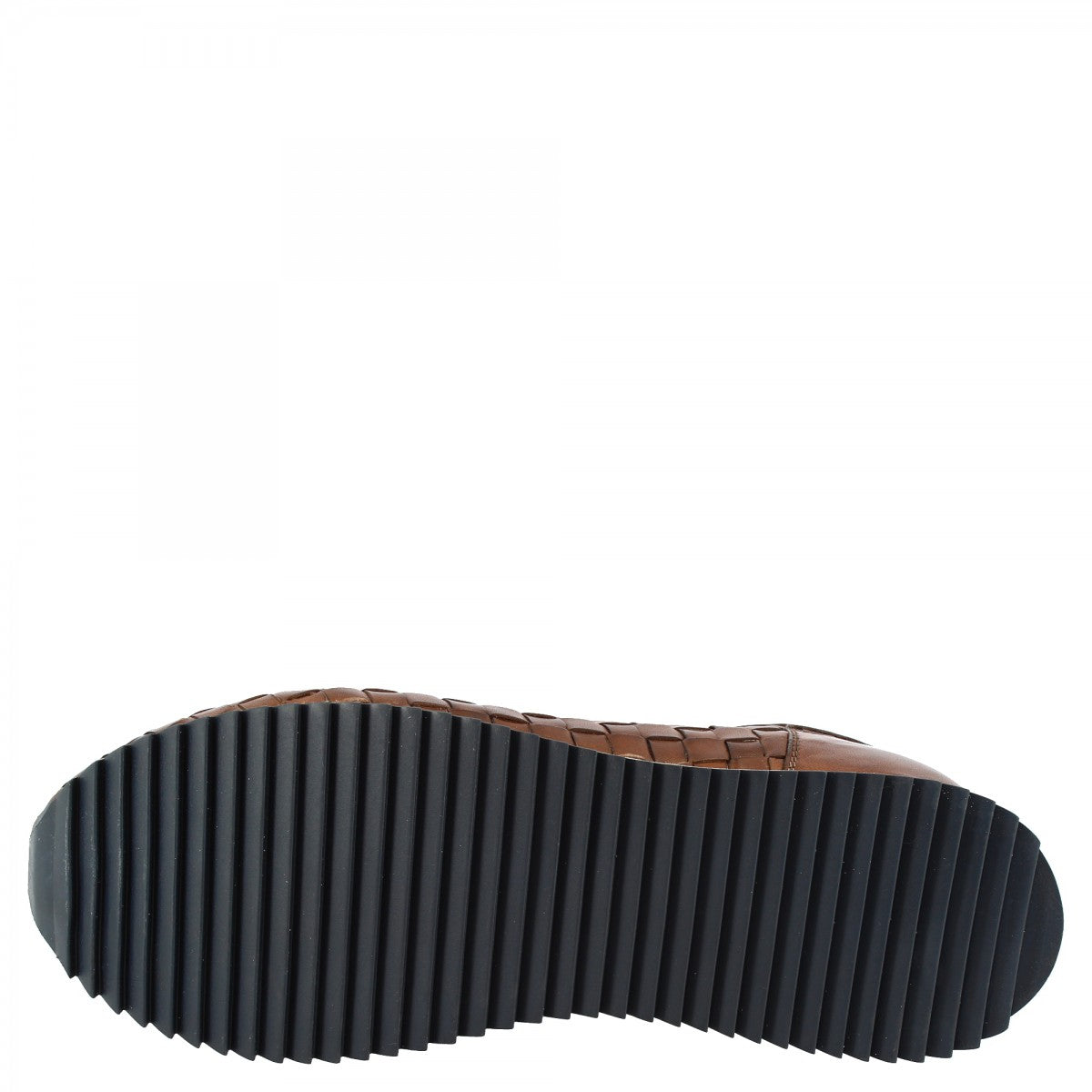 Sneakers casual da uomo fatte a mano in pelle di vitello intrecciata brandy