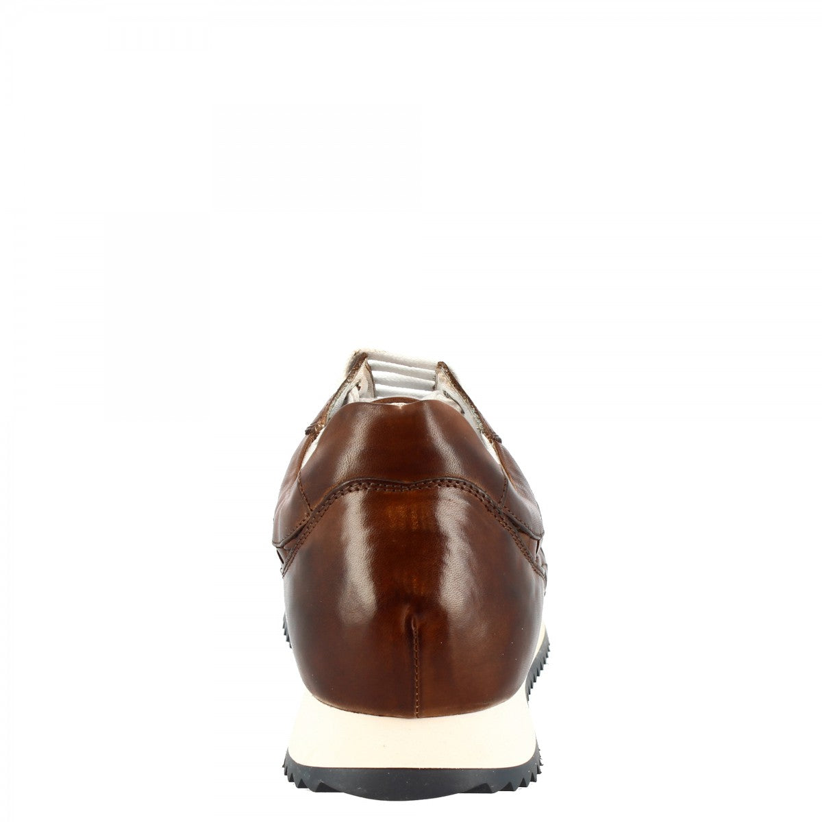 Sneakers casual da uomo fatte a mano in pelle di vitello intrecciata brandy