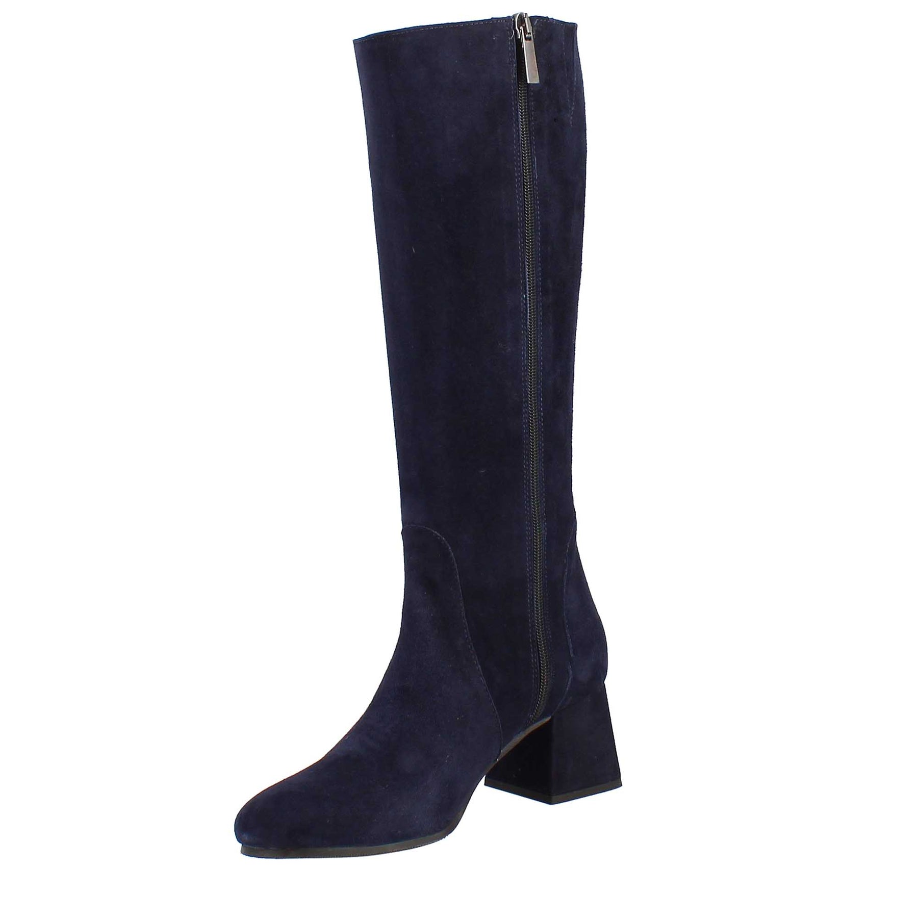 Women's high boots in blue suede