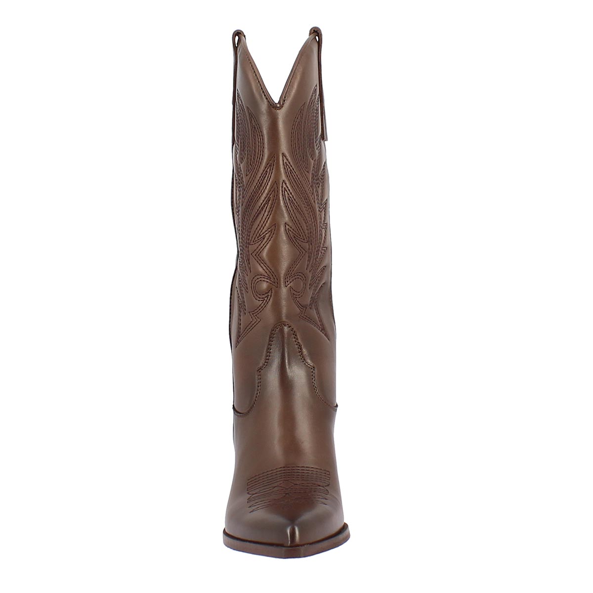 Women's Texan boot in brown leather with embroidery
