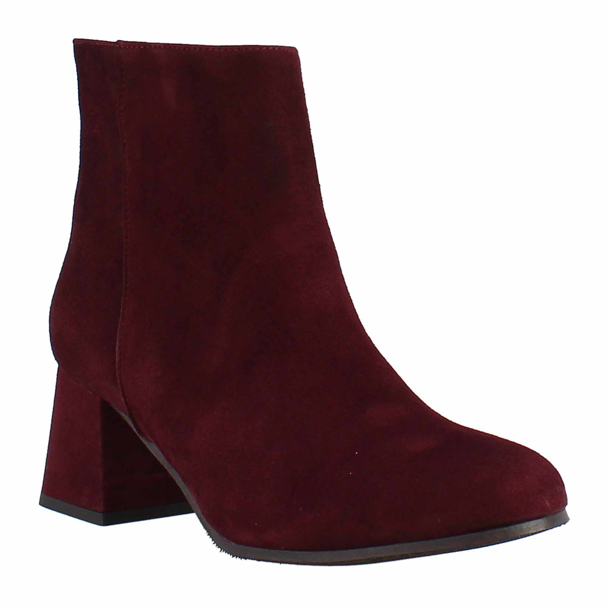 Handmade women's ankle boots in burgundy suede 