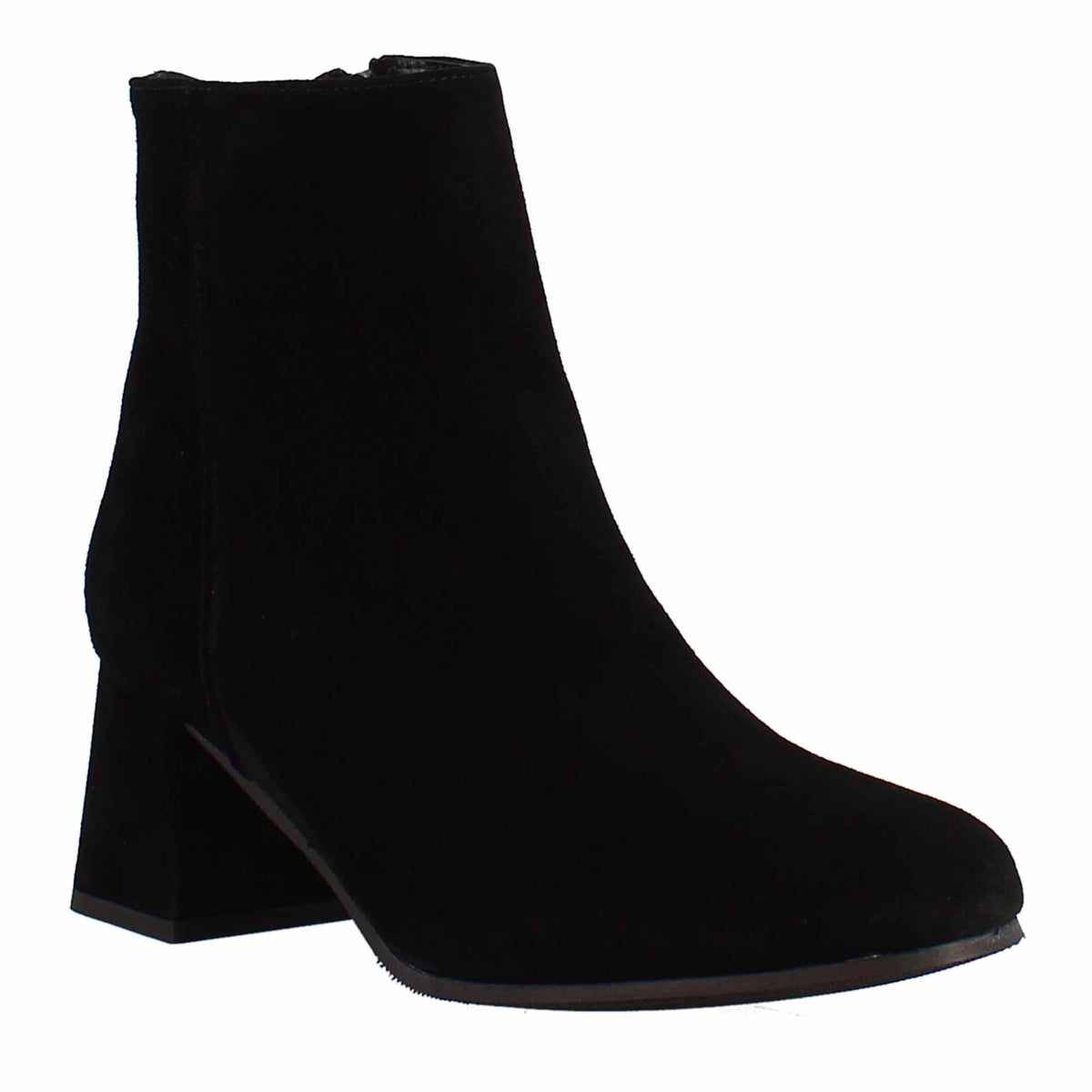 Handmade women's ankle boots in black suede 
