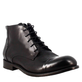 Men's elegant vintage black leather ankle boot
